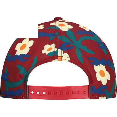 Men's New Era Crimson Chicago Bulls Vacation Floral Golfer Snapback Hat