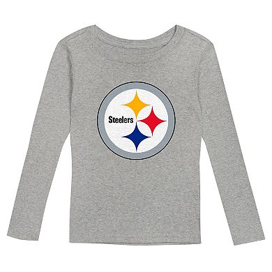 Preschool Heather Gray Pittsburgh Steelers Long Sleeve T-Shirt and Pants Sleep Set