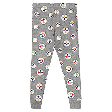 Preschool Heather Gray Pittsburgh Steelers Long Sleeve T-Shirt and Pants Sleep Set