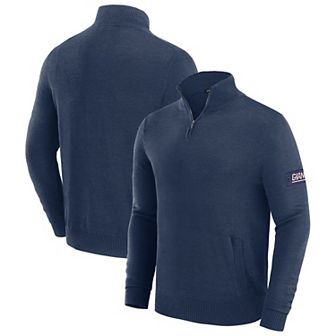 Men's J. Palmer Navy New York Giants Franchise Quarter-Zip Sweater