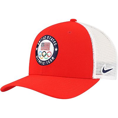 Men s Nike Red White Team USA Rise Performance Trucker Adjustable Hat