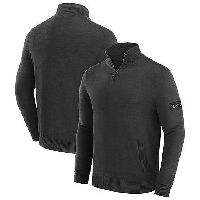 Men's J. Palmer Black New Orleans Saints Franchise Quarter-Zip Sweater