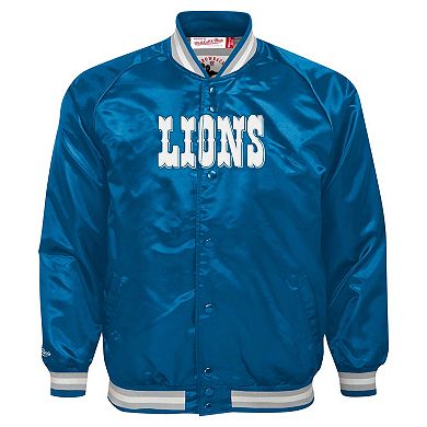 Youth Mitchell & Ness Blue Detroit Lions Satin Raglan Full-Snap Jacket