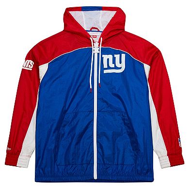 Men's Mitchell & Ness White New York Giants Big Shot Premium Full-Zip Windbreaker