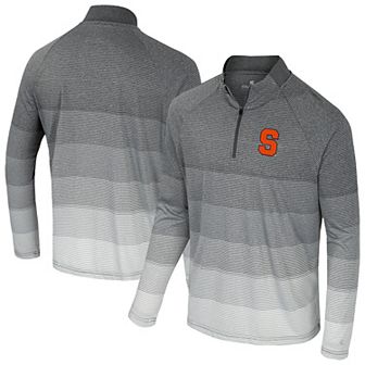 Men's Colosseum Gray Syracuse Orange AI Striped Mesh Quarter-Zip Raglan Windshirt