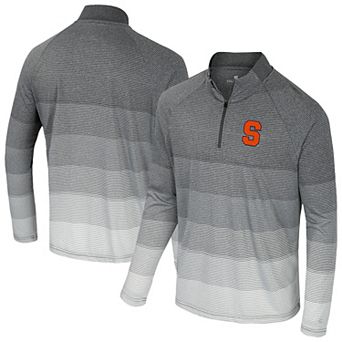 Men's Colosseum Gray Syracuse Orange AI Striped Mesh Quarter-Zip Raglan Windshirt