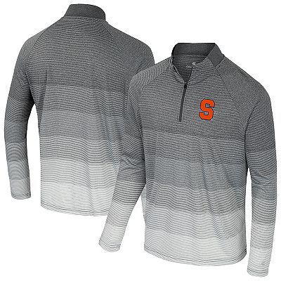 Men's Colosseum Gray Syracuse Orange AI Striped Mesh Quarter-Zip