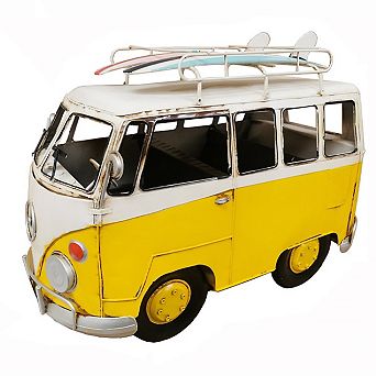 Oversized Vintage Yellow Vw Bus Metal Model