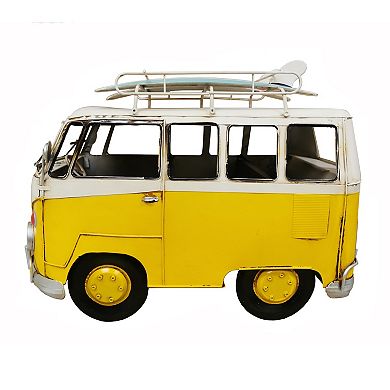 Oversized Vintage Yellow Vw Bus Metal Model