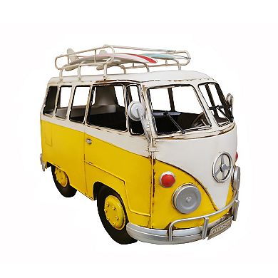 Oversized Vintage Yellow Vw Bus Metal Model