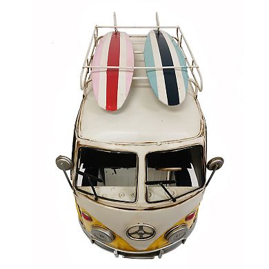 Oversized Vintage Yellow Vw Bus Metal Model