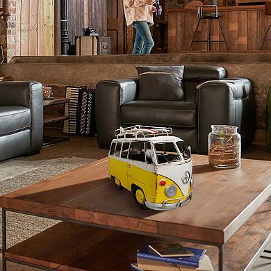 Oversized Vintage Yellow Vw Bus Metal Model