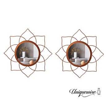 Pack of 2 Flower Shape Rose Gold Mirror