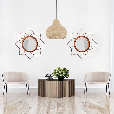 Pack of 2 Flower Shape Rose Gold Mirror