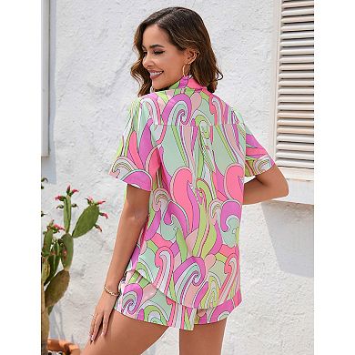 Two Piece Set for Women Short Sleeve Sets 2 Piece Tracksuit Casual Loose Fit Outfits with Pockets