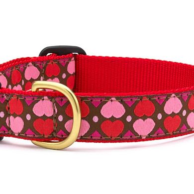 Up Country Valentine And Hearts Pattern Dog Collar