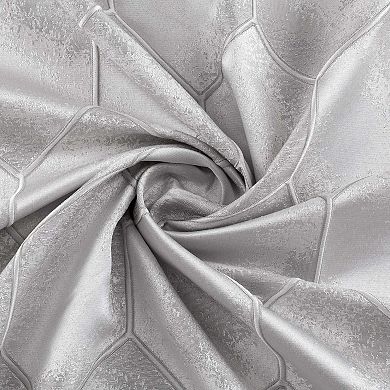 Dainty Home Tiles 3D Embossed Lurex Geometric Textured Shower Curtain