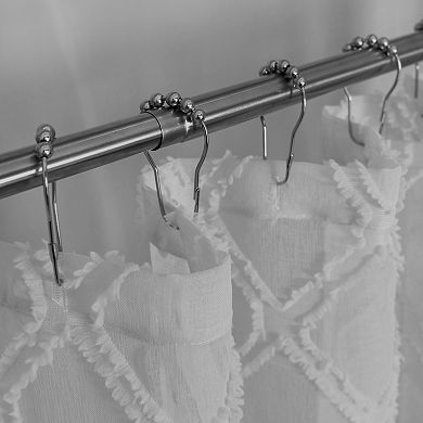 Dainty Home Aurora 3D Chenille Embroidered Striped Linen Textured Shower Curtain