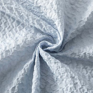 Dainty Home Tranquility Seersucker Embossed Weave Textured Fabric Solid Shower Curtain