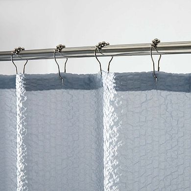Dainty Home Tranquility Seersucker Embossed Weave Textured Fabric Solid Shower Curtain