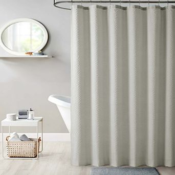 Dainty Home Tranquility Seersucker Embossed Weave Textured Fabric Solid Shower Curtain