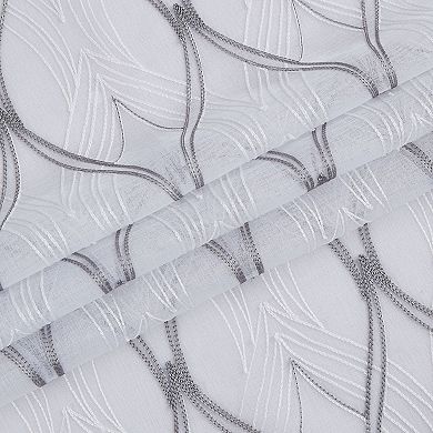 Dainty Home New Wave Boho 3D Wave Embroidered Light Filtering Grommet Panel Pair 2 Panels