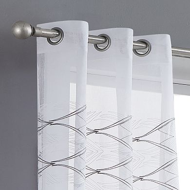 Dainty Home New Wave Boho 3D Wave Embroidered Light Filtering Grommet Panel Pair 2 Panels