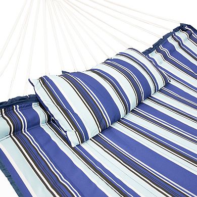 Sunnydaze Metal Spreader Bar Hammock with Pillow - Tropical Palms