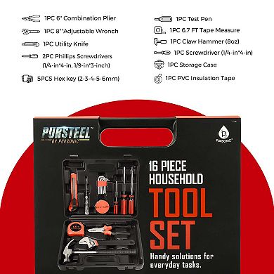 16-piece Household Handy Solutions Tool Kit