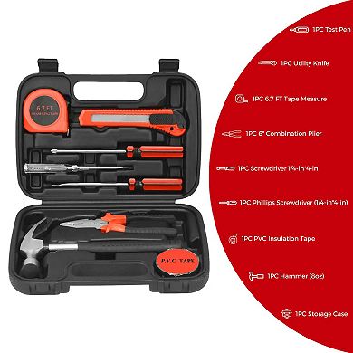 9 Piece Household Handy Solutions Tool Set For Everyday Tasks