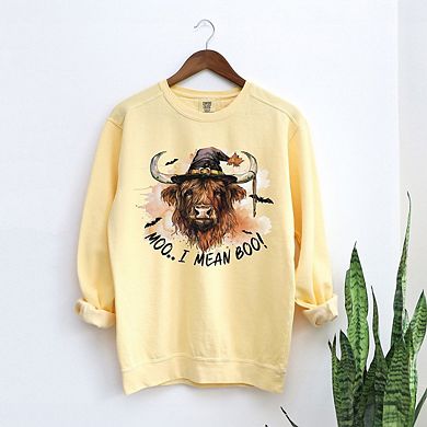 I Mean Boo Longhorn Cow Garment Dyed Sweatshirt