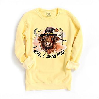 I Mean Boo Longhorn Cow Garment Dyed Sweatshirt