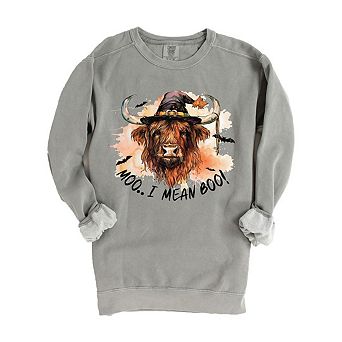 I Mean Boo Longhorn Cow Garment Dyed Sweatshirt