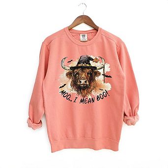 I Mean Boo Longhorn Cow Garment Dyed Sweatshirt