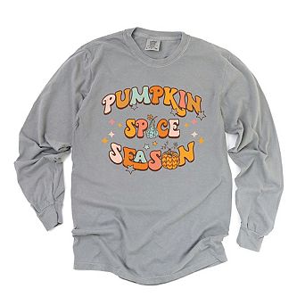 Pumpkin Spice Season Colorful Garment Dyed Long Sleeve Tees