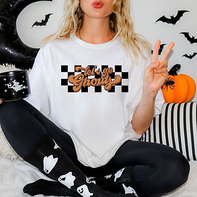 Let's Go Ghouls Checkered Garment Dyed Tees