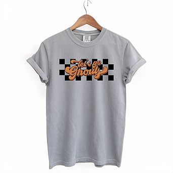 Let's Go Ghouls Checkered Garment Dyed Tees