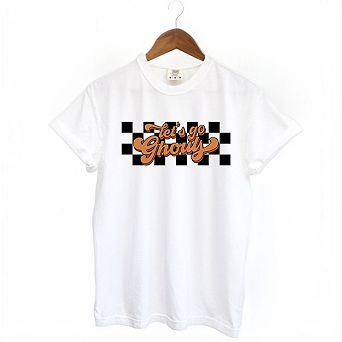 Let's Go Ghouls Checkered Garment Dyed Tees