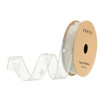 Bright Colored Organza Sheer Star Ribbons Roll For Diy Crafts, Gift Wrapping, Holiday Decoration