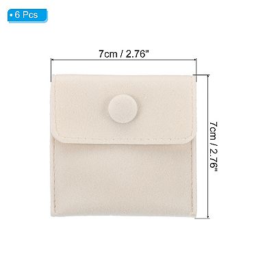 7x7cm Jewelry Pouches With Snap Button, 6 Pcs Soft Storage
