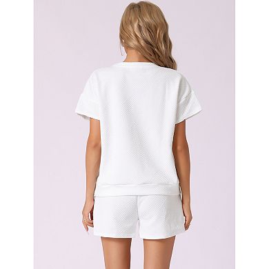 Womens Loungewear Short Sleeve Tops and Shorts with Pockets Outfits Matching Lounge Pajama Set
