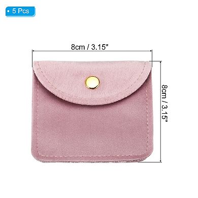 8x8cm Jewelry Pouches with Snap Button, 5 Pcs Soft Storage