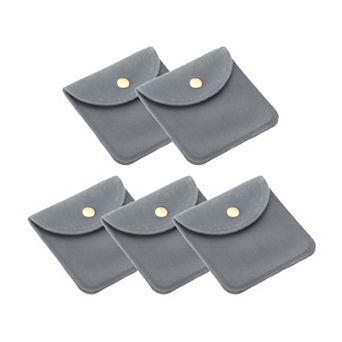 8x8cm Jewelry Pouches with Snap Button, 5 pc Soft Storage