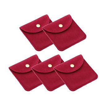 8x8cm Jewelry Pouches with Snap Button, 5 pc Soft Storage