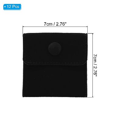 7x7cm Jewelry Pouches with Snap Button, 12 Pcs Soft Storage