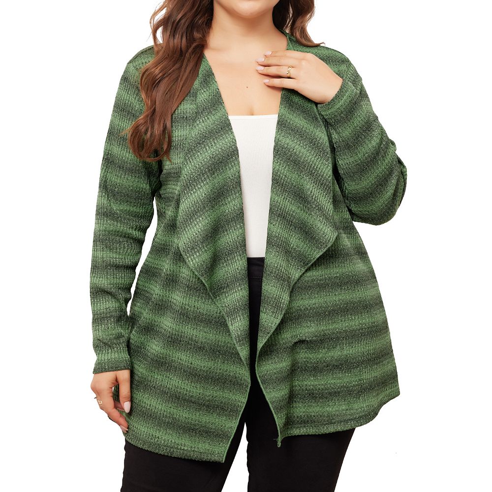 Plus Size Open Front Long Sleeve Cardigan