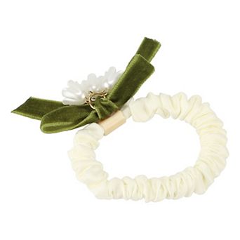 Fashion Elegant Bell Orchid Hair Ties for Women for Girls Green Beige 1 pc