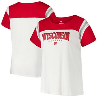 Women's Fanatics White Wisconsin Badgers Plus Size Winning Gear T-Shirt