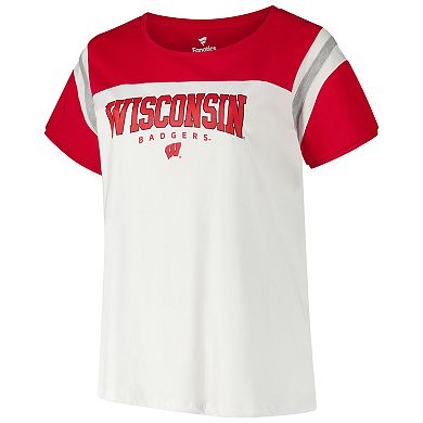Women's Fanatics White Wisconsin Badgers Plus Size Winning Gear T-Shirt
