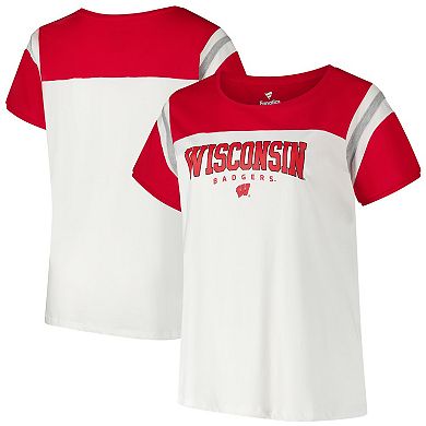 Women's Fanatics White Wisconsin Badgers Plus Size Winning Gear T-Shirt